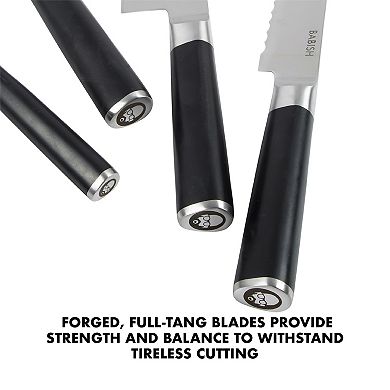 Babish High Carbon 1.4116 German Steel 5 Piece Forged Kitchen Knife Set with Magnetic Knife Holder