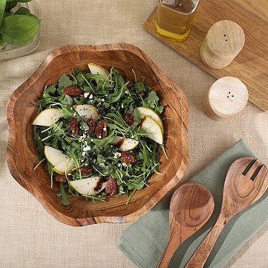 Gibson Home Sandhurst 3 Piece Acacia Salad Bowl Set with Servers