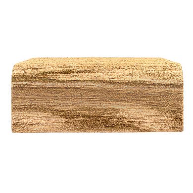 Hello Honey Woven Water Hyacinth & Acacia Wood Coffee Table with Waterfall Edge