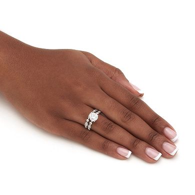 2.52 TCW Round Cubic Zirconia Platinum-plated Sterling Silver Bridal Ring Set