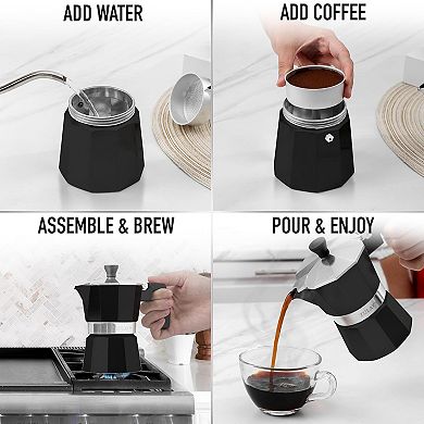Zulay Kitchen Moka Pot Espresso Stovetop Coffee Maker - Makes 12 Espresso Cups