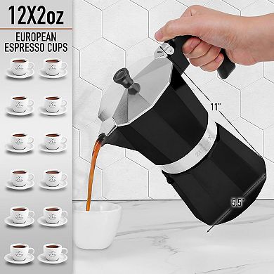 Zulay Kitchen Moka Pot Espresso Stovetop Coffee Maker - Makes 12 Espresso Cups