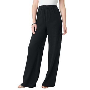 Roaman's Women's Plus Size Wide Leg Cargo Knit Jean