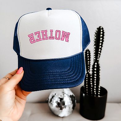 Embroidered Mother Upside Down Arch - Women's Graphic Foam Trucker Hat
