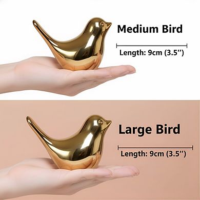 Gold Small Bird Statues, Modern Home Decor Figurines for Living Room