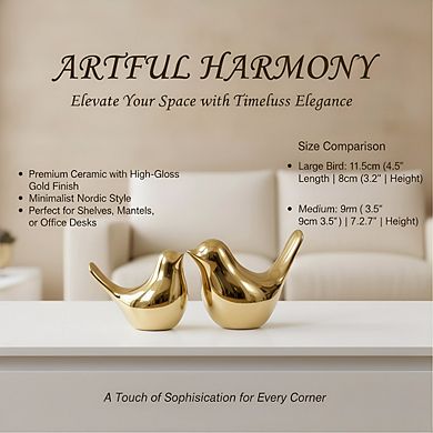 Gold Small Bird Statues, Modern Home Decor Figurines for Living Room