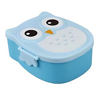 Owl Shaped Lunch Box With Compartments Blue