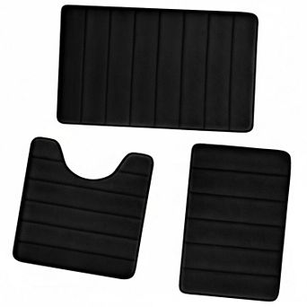 Memory Foam Bathroom Rug Set 3 pc Non Slip Absorbent Washable Soft