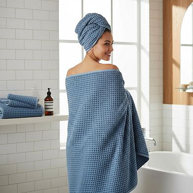 KAUFLY 4-Pack 430 GSM Waffle Microfiber Bath Towels - Quick Dry, Lint Free & Oversize