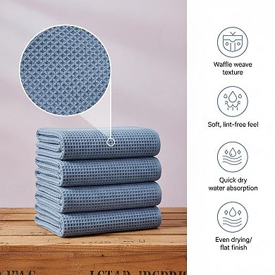 KAUFLY 4-Pack 430 GSM Waffle Microfiber Bath Towels - Quick Dry, Lint Free & Oversize