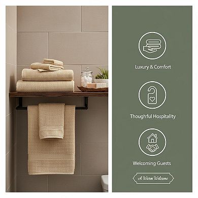 KAUFLY 4-Pack 430 GSM Waffle Microfiber Bath Towels - Quick Dry, Lint Free & Oversize