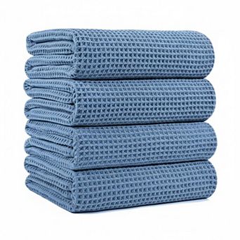KAUFLY 4-Pack 430 GSM Waffle Microfiber Bath Towels - Quick Dry, Lint Free & Oversize