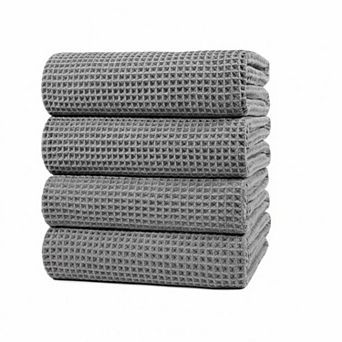 KAUFLY 4-Pack 430 GSM Waffle Microfiber Bath Towels - Quick Dry, Lint Free & Oversize