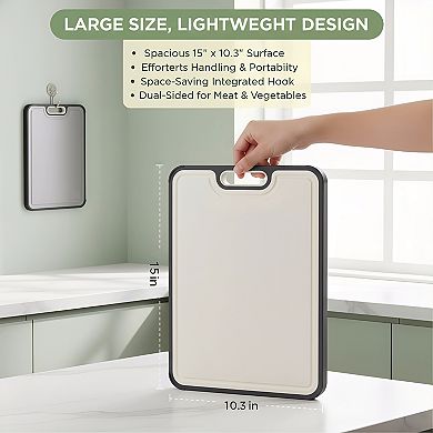 15×10.3 Inch Food Grade Titanium Cutting Board, Double Sided PP Easy Clean