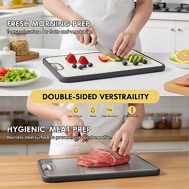 15×10.3 Inch Food Grade Titanium Cutting Board, Double Sided PP Easy Clean