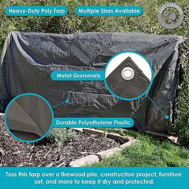 Dark Gray Reversible Tarp 8x10 ft, Heavy-Duty Laminated Plastic for All-Weather Use