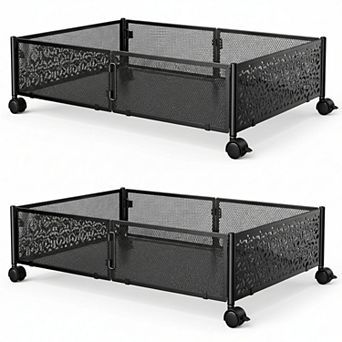Under Bed Storage with Wheels Metal Containers 2 Pack