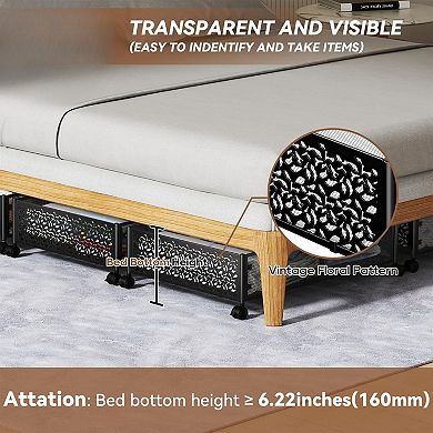 Under Bed Storage with Wheels Metal Containers 2 Pack