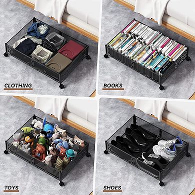 Under Bed Storage with Wheels Metal Containers 2 Pack