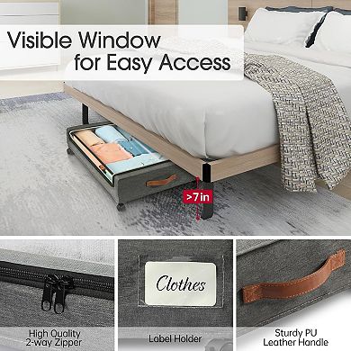 Under Bed Storage with Wheels Metal Drawers 2 Pack