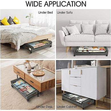 Under Bed Storage with Wheels Metal Drawers 2 Pack