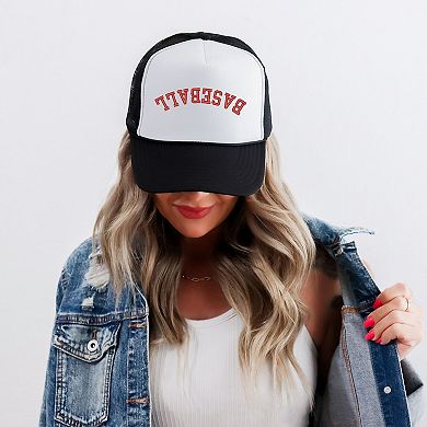 Embroidered Baseball Upside Down Arch - Women's Graphic Foam Trucker Hat