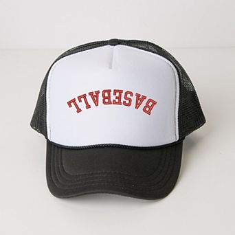 Embroidered Baseball Upside Down Arch - Women's Graphic Foam Trucker Hat
