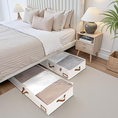 Under Bed Storage Containers with Handles and Label Holder 2 Pack