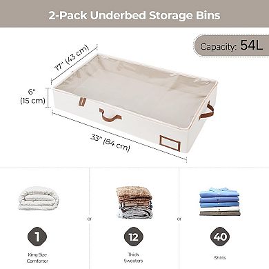 Under Bed Storage Containers with Handles and Label Holder 2 Pack
