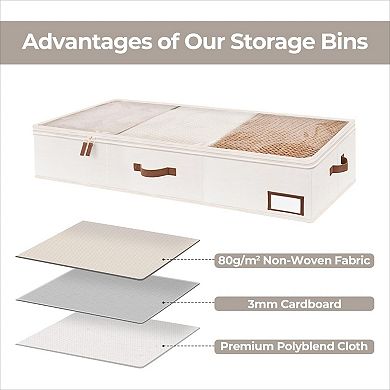 Under Bed Storage Containers with Handles and Label Holder 2 Pack