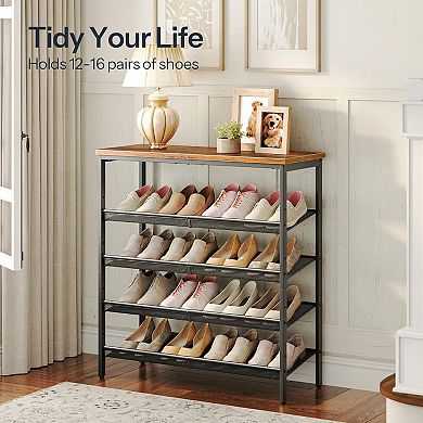 Shoe Rack 5 Tier Adjustable Mesh Shelves for Entryway Closet