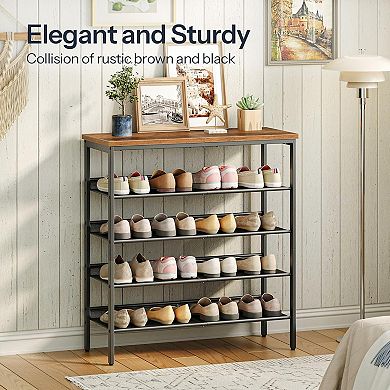 Shoe Rack 5 Tier Adjustable Mesh Shelves for Entryway Closet