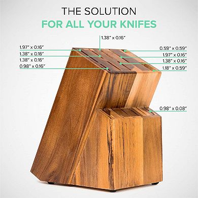 15-Slot Wood Knife Block, Professional Holder for Sharp Storage