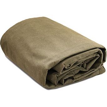 Olive Drab 18 oz Heavy Duty Canvas Tarp, Waterproof UV Resistant with Rustproof Grommets 8x12 ft