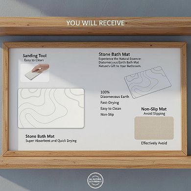 Stone Bath Mat Diatomaceous Earth Non-slip Super Absorbent Quick-drying Easy Clean Multi-use