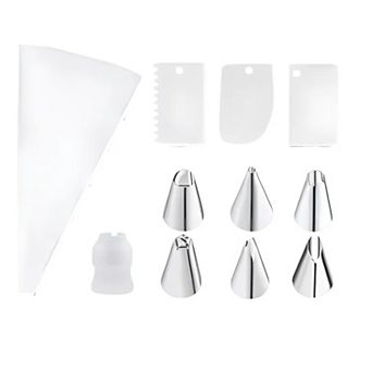 Reusable Silicone Piping Bag with Accessories, 11 Pcs Set White