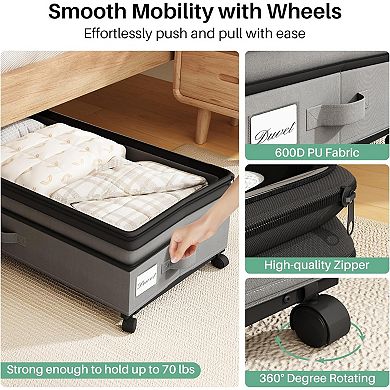 Shoe Storage Containers for Under Bed with Labels 2 Pack