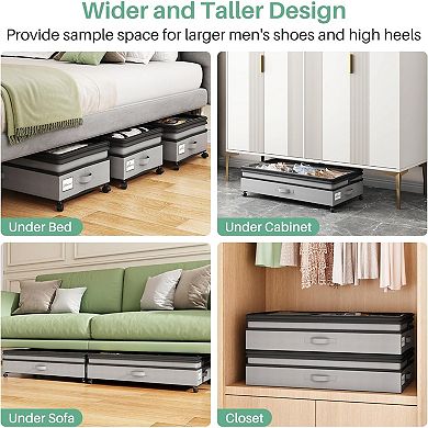 Shoe Storage Containers for Under Bed with Labels 2 Pack