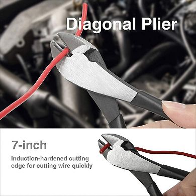 4-Piece Pliers Set, Needle Nose Diagonal Wire Cutters for Home Maintenance