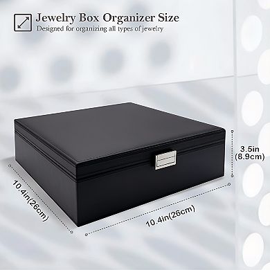 Leather Jewelry Box 2 Layers with Removable Earring Pad