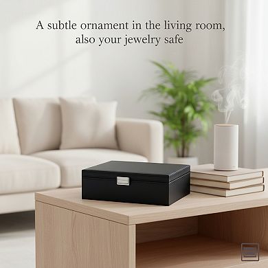 Leather Jewelry Box 2 Layers with Removable Earring Pad