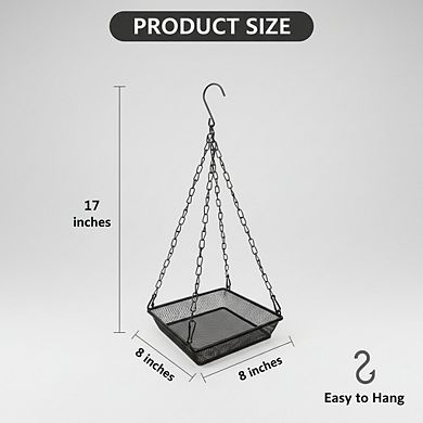 Hanging Metal Mesh Bird Feeder Tray, Outdoor Platform for Wild Birds Garden Decor