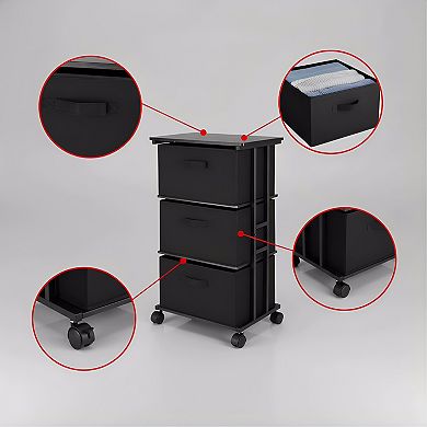 Fabric Dresser with 3 Drawers Vertical Storage Unit