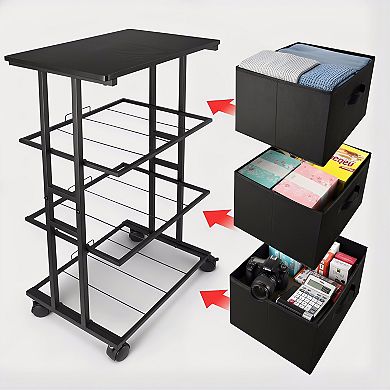 Fabric Dresser with 3 Drawers Vertical Storage Unit