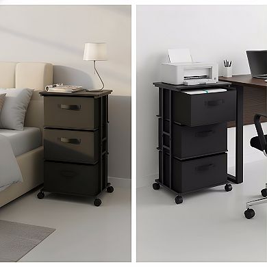 Fabric Dresser with 3 Drawers Vertical Storage Unit