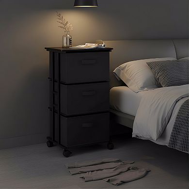 Fabric Dresser with 3 Drawers Vertical Storage Unit