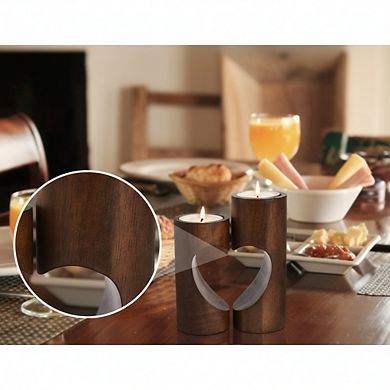 Wood Heart Tea Light Candle Holder Set, Decorative for Table Centerpiece