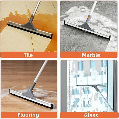 Heavy Duty Floor Squeegee Broom, Extendable 60" Aluminum Pole Rubber Blade