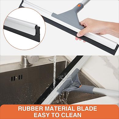 Heavy Duty Floor Squeegee Broom, Extendable 60" Aluminum Pole Rubber Blade