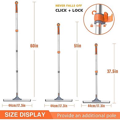 Heavy Duty Floor Squeegee Broom, Extendable 60" Aluminum Pole Rubber Blade